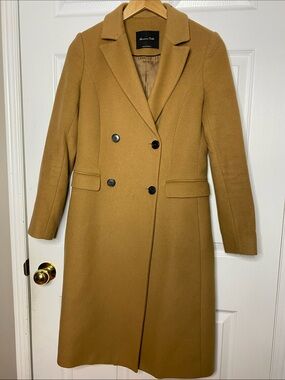 Massimo Dutti Tan Double-Breasted Long Trench Coat#10